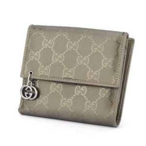AUTH GUCCI W hook purse GG Simple- coating canvas leather